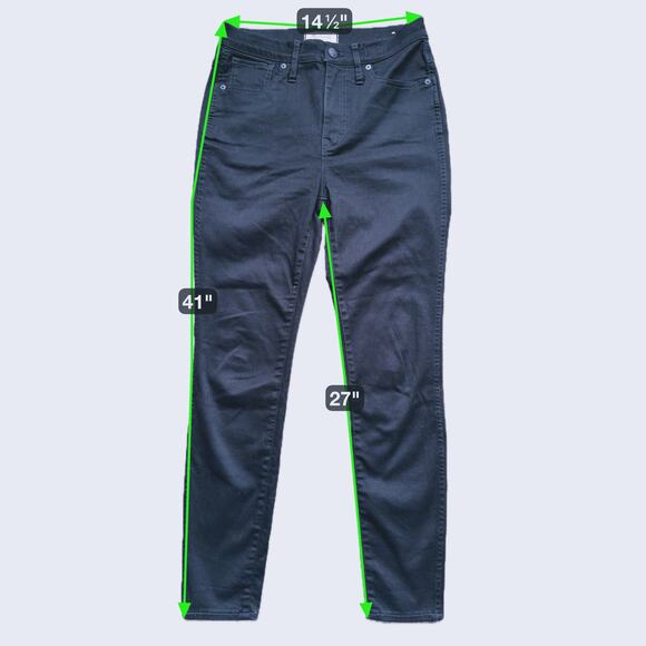 Madewell 10” High Rise Skinny Jeans Size 28 Black Denim Edgy Quiet Luxury Goth - Picture 7 of 7